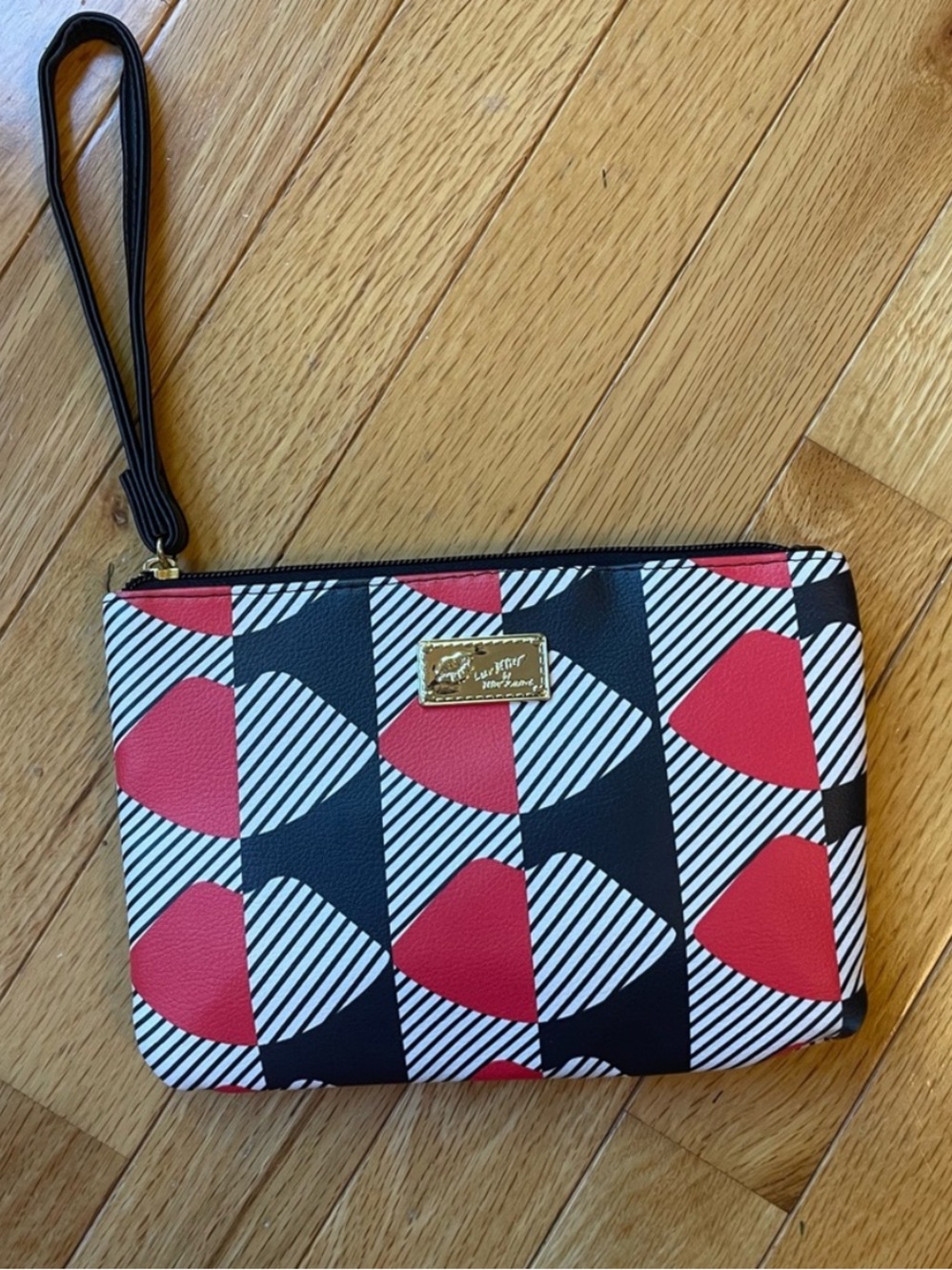 Betsey Johnson Red and Black Geometric Wristlet